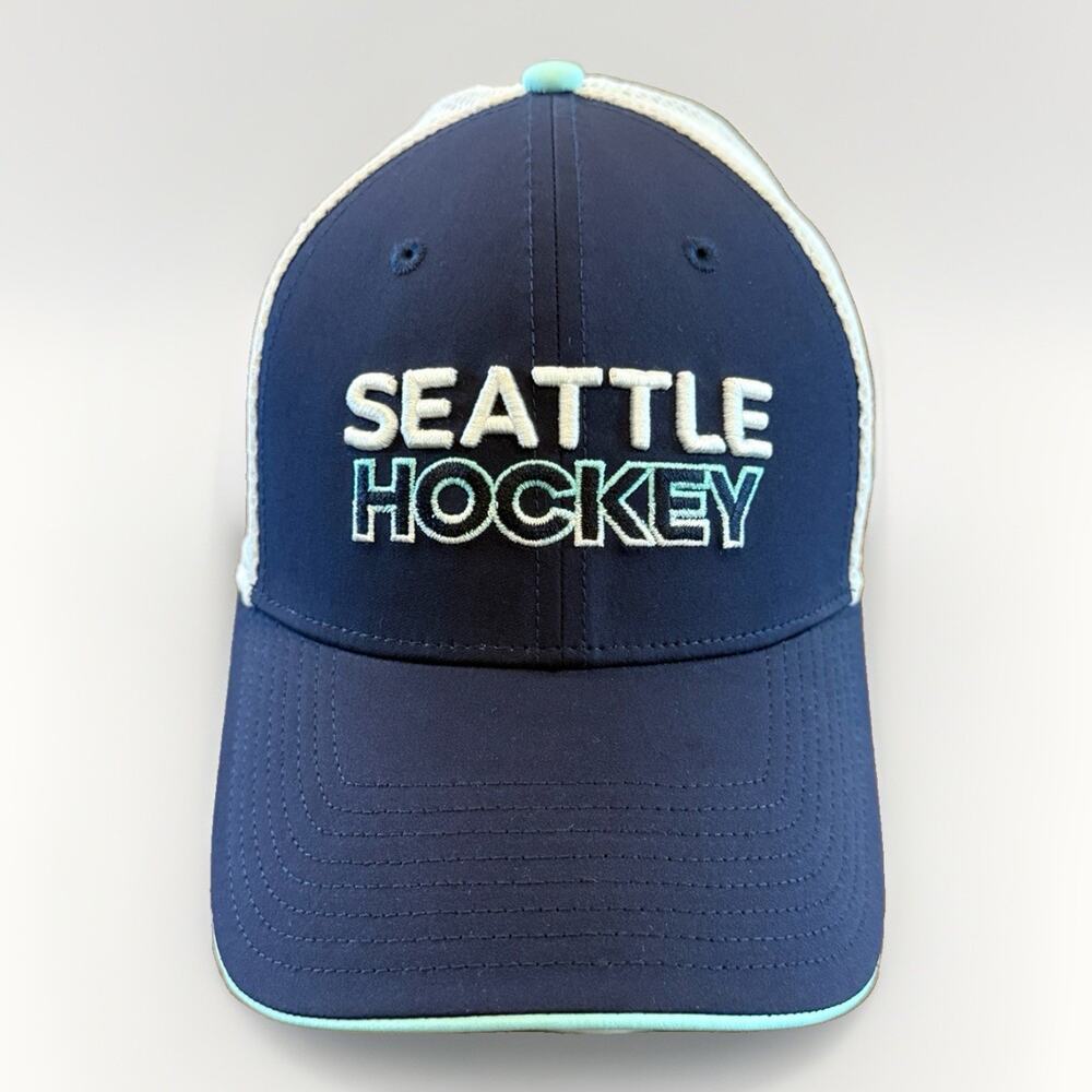Fanatics Mens Blue NHL Seattle Hockey Kraken Authentic Pro SnapBack Hat Cap